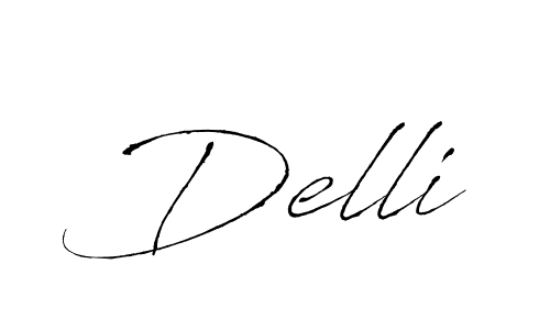 Make a beautiful signature design for name Delli. With this signature (Antro_Vectra) style, you can create a handwritten signature for free. Delli signature style 6 images and pictures png