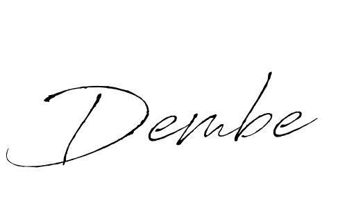 Use a signature maker to create a handwritten signature online. With this signature software, you can design (Antro_Vectra) your own signature for name Dembe. Dembe signature style 6 images and pictures png