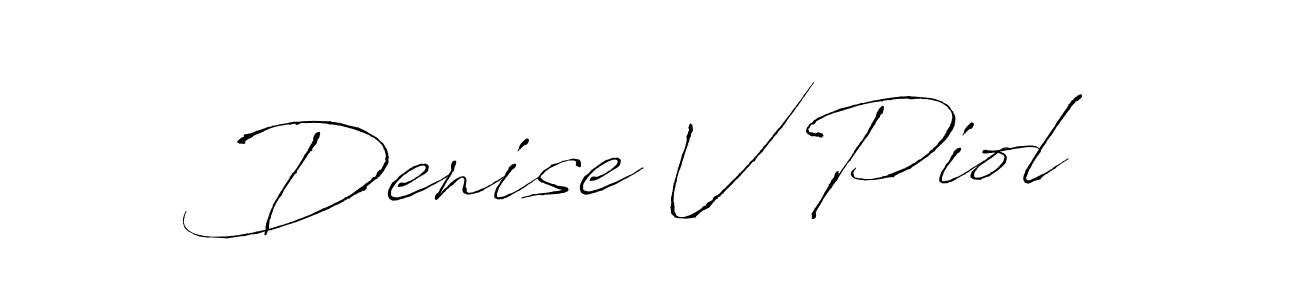 The best way (Antro_Vectra) to make a short signature is to pick only two or three words in your name. The name Denise V Piol include a total of six letters. For converting this name. Denise V Piol signature style 6 images and pictures png