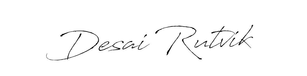 How to make Desai Rutvik name signature. Use Antro_Vectra style for creating short signs online. This is the latest handwritten sign. Desai Rutvik signature style 6 images and pictures png