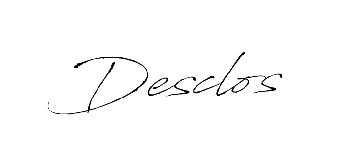 Design your own signature with our free online signature maker. With this signature software, you can create a handwritten (Antro_Vectra) signature for name Desclos. Desclos signature style 6 images and pictures png