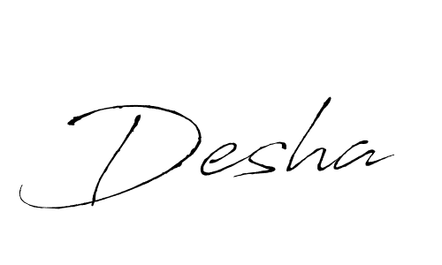 Design your own signature with our free online signature maker. With this signature software, you can create a handwritten (Antro_Vectra) signature for name Desha. Desha signature style 6 images and pictures png