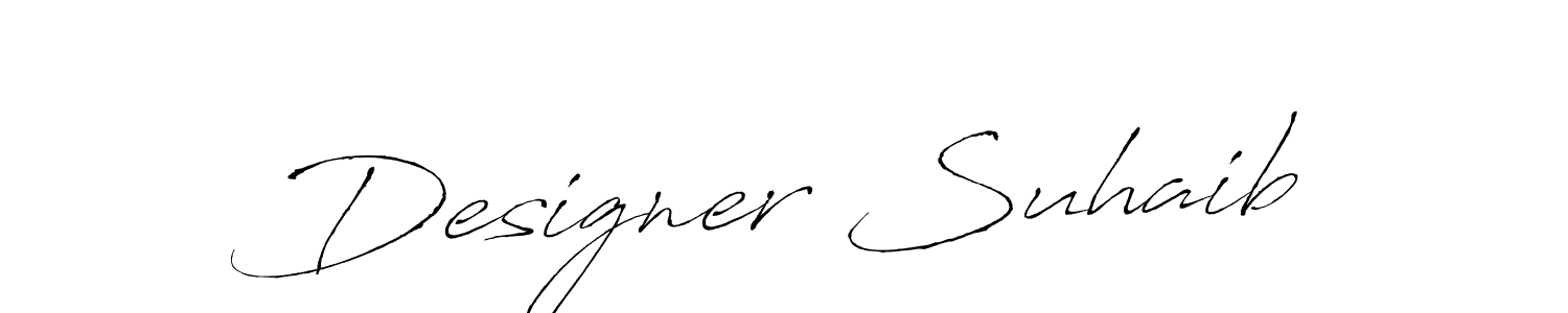 Use a signature maker to create a handwritten signature online. With this signature software, you can design (Antro_Vectra) your own signature for name Designer Suhaib. Designer Suhaib signature style 6 images and pictures png
