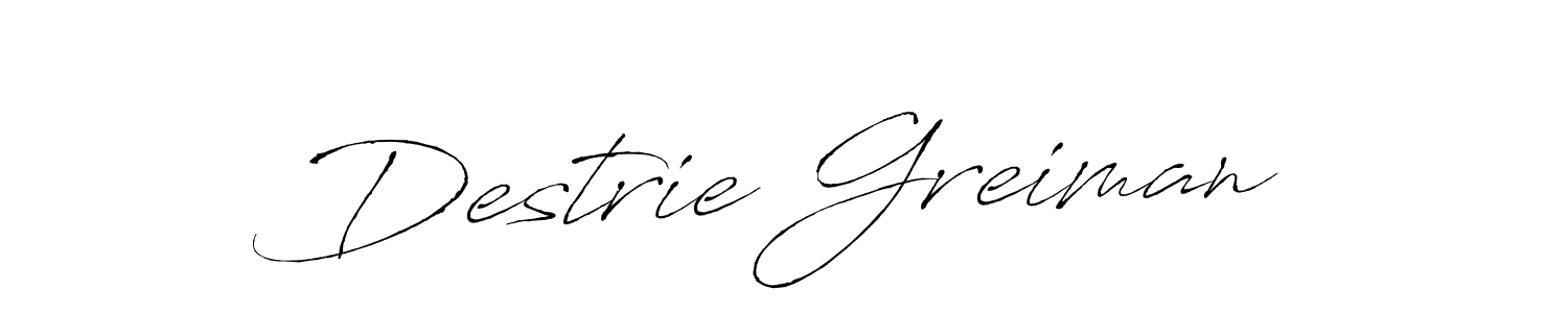 Antro_Vectra is a professional signature style that is perfect for those who want to add a touch of class to their signature. It is also a great choice for those who want to make their signature more unique. Get Destrie Greiman name to fancy signature for free. Destrie Greiman signature style 6 images and pictures png
