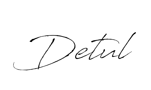 Make a beautiful signature design for name Detul. With this signature (Antro_Vectra) style, you can create a handwritten signature for free. Detul signature style 6 images and pictures png