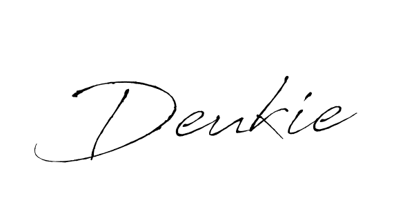 Make a beautiful signature design for name Deukie. With this signature (Antro_Vectra) style, you can create a handwritten signature for free. Deukie signature style 6 images and pictures png