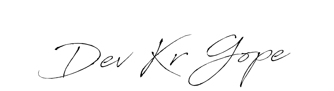 How to make Dev Kr Gope name signature. Use Antro_Vectra style for creating short signs online. This is the latest handwritten sign. Dev Kr Gope signature style 6 images and pictures png