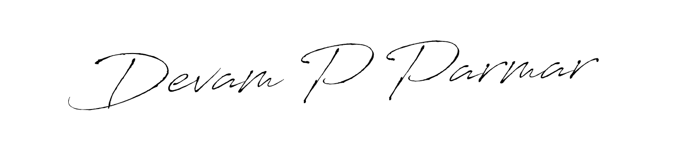 Devam P Parmar stylish signature style. Best Handwritten Sign (Antro_Vectra) for my name. Handwritten Signature Collection Ideas for my name Devam P Parmar. Devam P Parmar signature style 6 images and pictures png