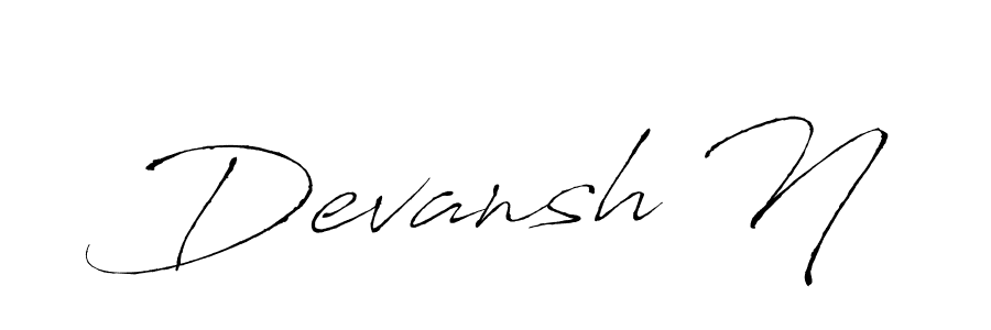 The best way (Antro_Vectra) to make a short signature is to pick only two or three words in your name. The name Devansh N include a total of six letters. For converting this name. Devansh N signature style 6 images and pictures png