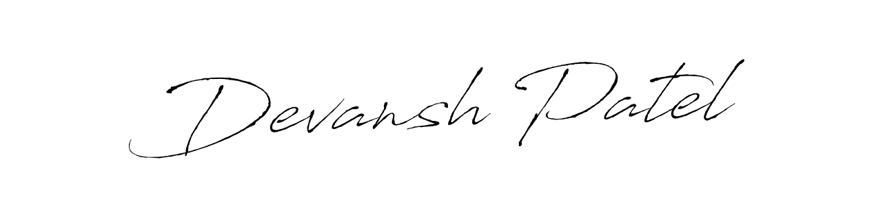 How to make Devansh Patel name signature. Use Antro_Vectra style for creating short signs online. This is the latest handwritten sign. Devansh Patel signature style 6 images and pictures png