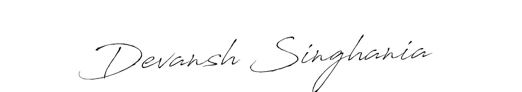 How to make Devansh Singhania name signature. Use Antro_Vectra style for creating short signs online. This is the latest handwritten sign. Devansh Singhania signature style 6 images and pictures png