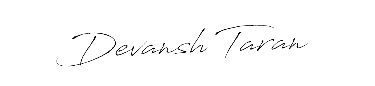 The best way (Antro_Vectra) to make a short signature is to pick only two or three words in your name. The name Devansh Taran include a total of six letters. For converting this name. Devansh Taran signature style 6 images and pictures png