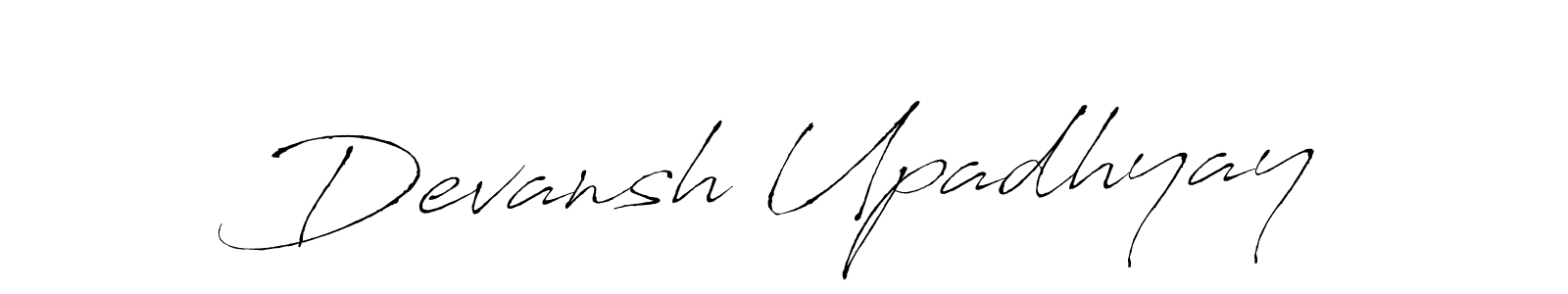 The best way (Antro_Vectra) to make a short signature is to pick only two or three words in your name. The name Devansh Upadhyay include a total of six letters. For converting this name. Devansh Upadhyay signature style 6 images and pictures png