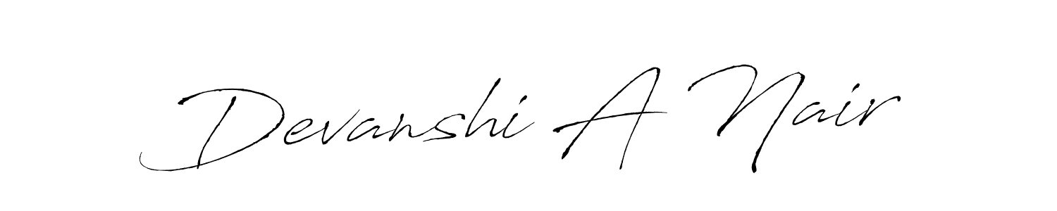if you are searching for the best signature style for your name Devanshi A Nair. so please give up your signature search. here we have designed multiple signature styles  using Antro_Vectra. Devanshi A Nair signature style 6 images and pictures png