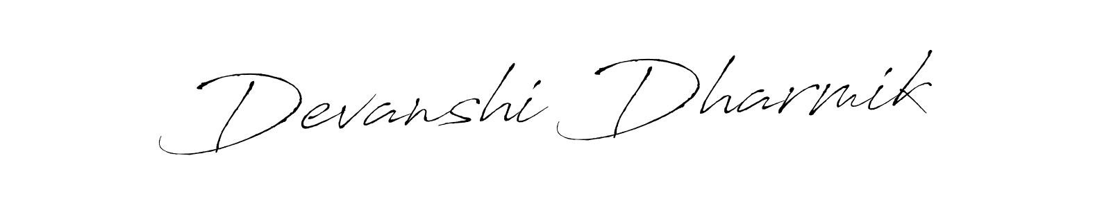 How to make Devanshi Dharmik signature? Antro_Vectra is a professional autograph style. Create handwritten signature for Devanshi Dharmik name. Devanshi Dharmik signature style 6 images and pictures png