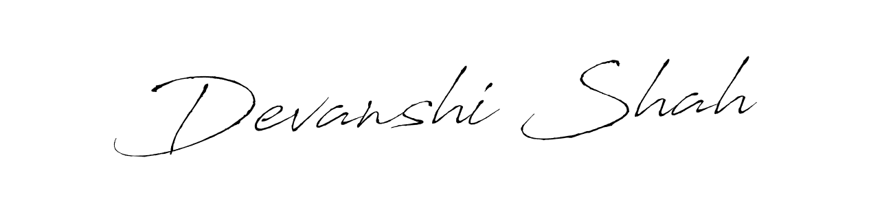 How to make Devanshi Shah name signature. Use Antro_Vectra style for creating short signs online. This is the latest handwritten sign. Devanshi Shah signature style 6 images and pictures png