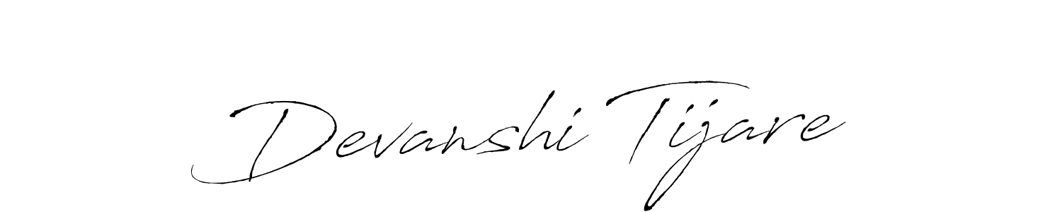 The best way (Antro_Vectra) to make a short signature is to pick only two or three words in your name. The name Devanshi Tijare include a total of six letters. For converting this name. Devanshi Tijare signature style 6 images and pictures png