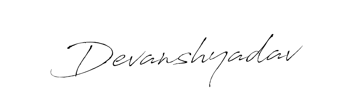 The best way (Antro_Vectra) to make a short signature is to pick only two or three words in your name. The name Devanshyadav include a total of six letters. For converting this name. Devanshyadav signature style 6 images and pictures png