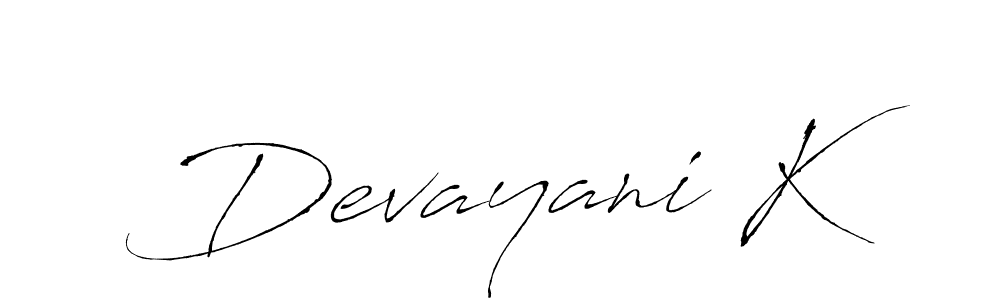 It looks lik you need a new signature style for name Devayani K. Design unique handwritten (Antro_Vectra) signature with our free signature maker in just a few clicks. Devayani K signature style 6 images and pictures png
