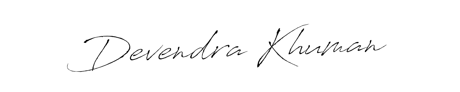 Make a beautiful signature design for name Devendra Khuman. With this signature (Antro_Vectra) style, you can create a handwritten signature for free. Devendra Khuman signature style 6 images and pictures png