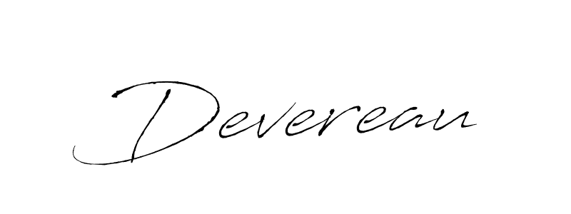 Use a signature maker to create a handwritten signature online. With this signature software, you can design (Antro_Vectra) your own signature for name Devereau. Devereau signature style 6 images and pictures png