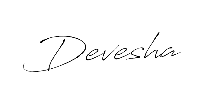 Make a beautiful signature design for name Devesha. With this signature (Antro_Vectra) style, you can create a handwritten signature for free. Devesha signature style 6 images and pictures png