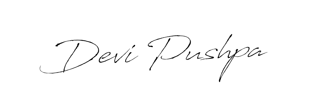 Devi Pushpa stylish signature style. Best Handwritten Sign (Antro_Vectra) for my name. Handwritten Signature Collection Ideas for my name Devi Pushpa. Devi Pushpa signature style 6 images and pictures png