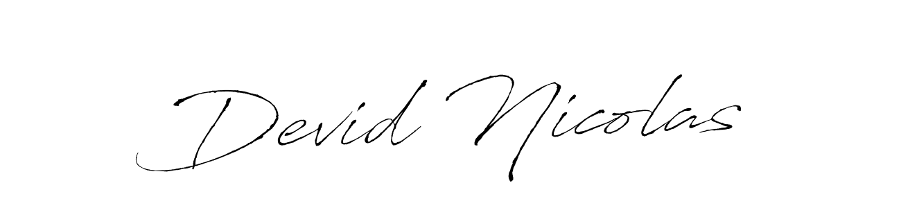 if you are searching for the best signature style for your name Devid Nicolas. so please give up your signature search. here we have designed multiple signature styles  using Antro_Vectra. Devid Nicolas signature style 6 images and pictures png