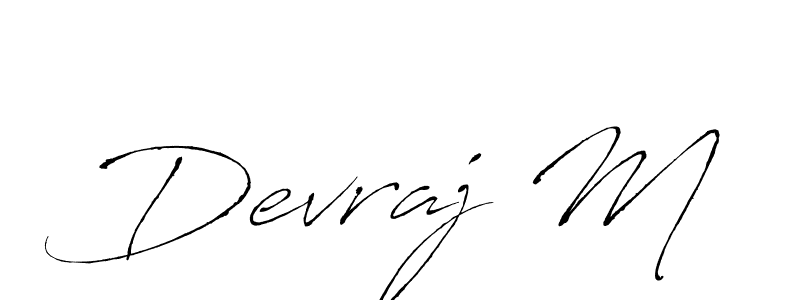 How to make Devraj M name signature. Use Antro_Vectra style for creating short signs online. This is the latest handwritten sign. Devraj M signature style 6 images and pictures png