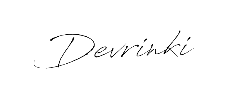 Use a signature maker to create a handwritten signature online. With this signature software, you can design (Antro_Vectra) your own signature for name Devrinki. Devrinki signature style 6 images and pictures png