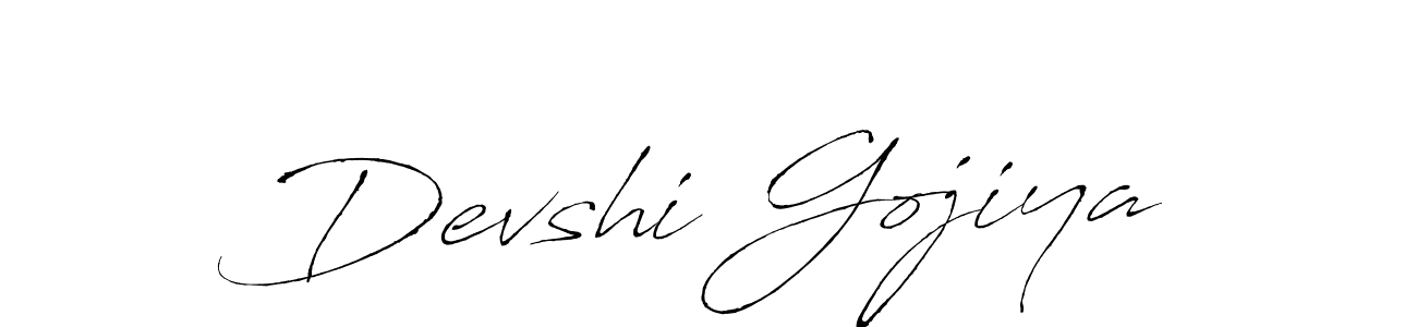 Make a beautiful signature design for name Devshi Gojiya. With this signature (Antro_Vectra) style, you can create a handwritten signature for free. Devshi Gojiya signature style 6 images and pictures png