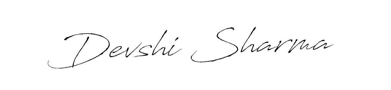 Design your own signature with our free online signature maker. With this signature software, you can create a handwritten (Antro_Vectra) signature for name Devshi Sharma. Devshi Sharma signature style 6 images and pictures png