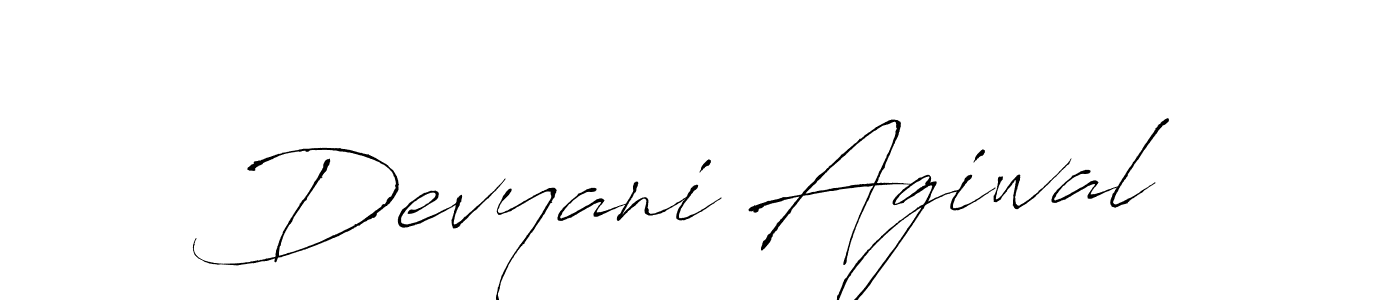 How to make Devyani Agiwal name signature. Use Antro_Vectra style for creating short signs online. This is the latest handwritten sign. Devyani Agiwal signature style 6 images and pictures png