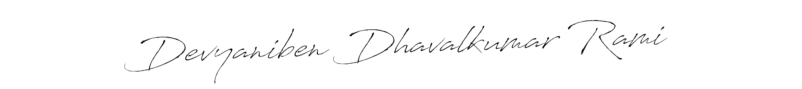 Antro_Vectra is a professional signature style that is perfect for those who want to add a touch of class to their signature. It is also a great choice for those who want to make their signature more unique. Get Devyaniben Dhavalkumar Rami name to fancy signature for free. Devyaniben Dhavalkumar Rami signature style 6 images and pictures png