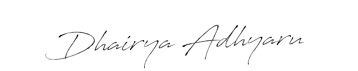 How to make Dhairya Adhyaru name signature. Use Antro_Vectra style for creating short signs online. This is the latest handwritten sign. Dhairya Adhyaru signature style 6 images and pictures png