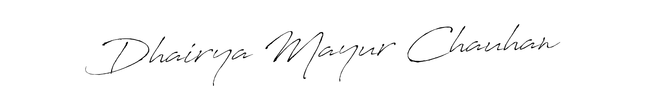 Antro_Vectra is a professional signature style that is perfect for those who want to add a touch of class to their signature. It is also a great choice for those who want to make their signature more unique. Get Dhairya Mayur Chauhan name to fancy signature for free. Dhairya Mayur Chauhan signature style 6 images and pictures png