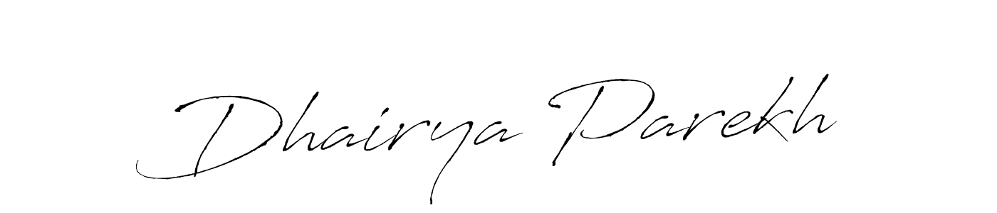 Create a beautiful signature design for name Dhairya Parekh. With this signature (Antro_Vectra) fonts, you can make a handwritten signature for free. Dhairya Parekh signature style 6 images and pictures png
