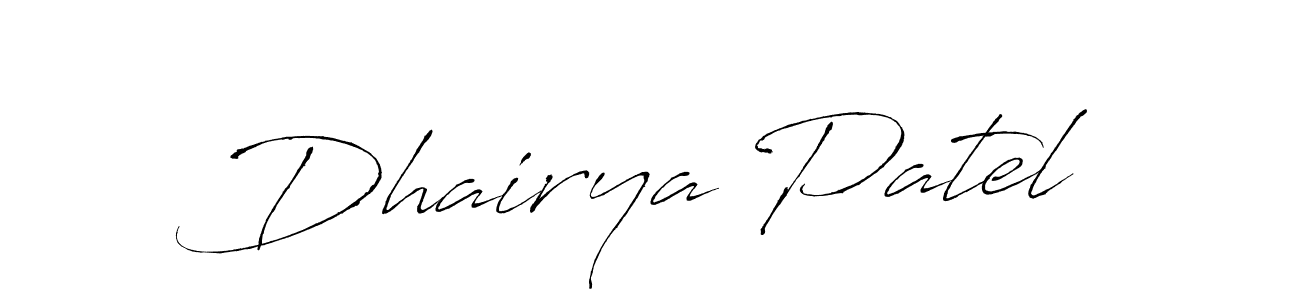 How to make Dhairya Patel name signature. Use Antro_Vectra style for creating short signs online. This is the latest handwritten sign. Dhairya Patel signature style 6 images and pictures png