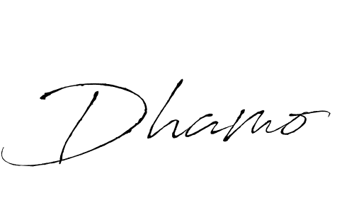 Make a beautiful signature design for name Dhamo. With this signature (Antro_Vectra) style, you can create a handwritten signature for free. Dhamo signature style 6 images and pictures png