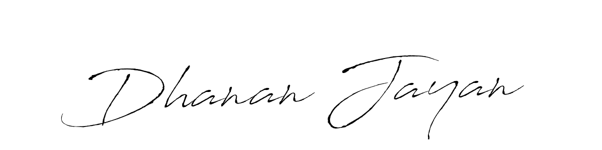 How to make Dhanan Jayan name signature. Use Antro_Vectra style for creating short signs online. This is the latest handwritten sign. Dhanan Jayan signature style 6 images and pictures png