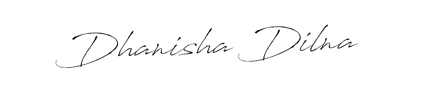 How to make Dhanisha Dilna name signature. Use Antro_Vectra style for creating short signs online. This is the latest handwritten sign. Dhanisha Dilna signature style 6 images and pictures png