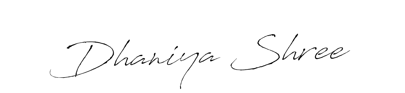 How to make Dhaniya Shree signature? Antro_Vectra is a professional autograph style. Create handwritten signature for Dhaniya Shree name. Dhaniya Shree signature style 6 images and pictures png