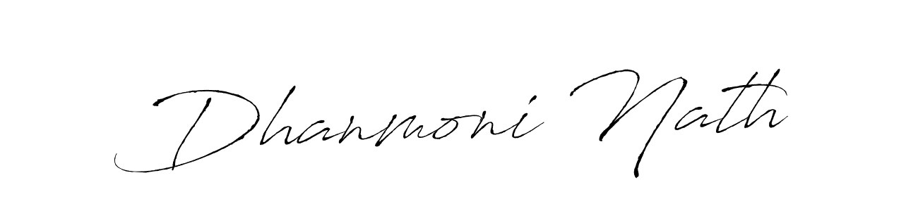 The best way (Antro_Vectra) to make a short signature is to pick only two or three words in your name. The name Dhanmoni Nath include a total of six letters. For converting this name. Dhanmoni Nath signature style 6 images and pictures png