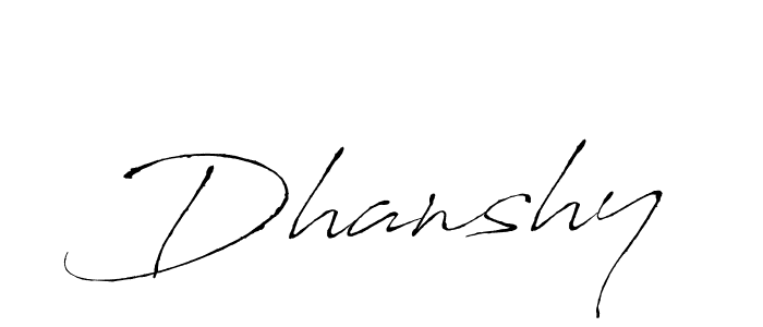 Use a signature maker to create a handwritten signature online. With this signature software, you can design (Antro_Vectra) your own signature for name Dhanshy. Dhanshy signature style 6 images and pictures png