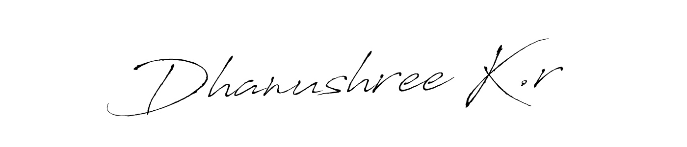 You can use this online signature creator to create a handwritten signature for the name Dhanushree K.r. This is the best online autograph maker. Dhanushree K.r signature style 6 images and pictures png