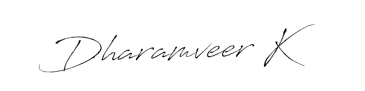 How to make Dharamveer K name signature. Use Antro_Vectra style for creating short signs online. This is the latest handwritten sign. Dharamveer K signature style 6 images and pictures png