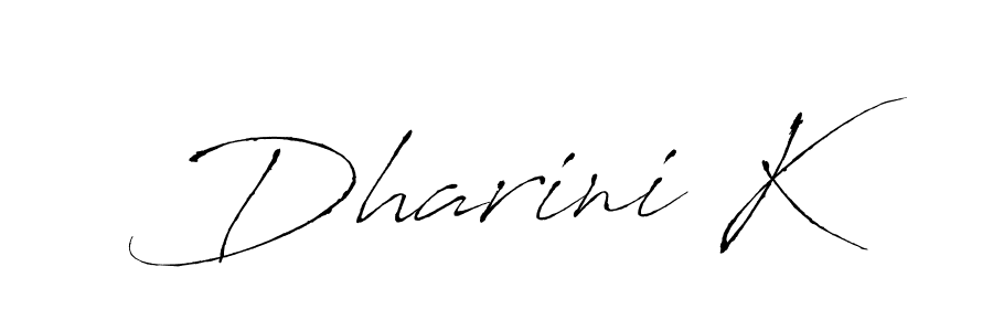 Make a beautiful signature design for name Dharini K. With this signature (Antro_Vectra) style, you can create a handwritten signature for free. Dharini K signature style 6 images and pictures png