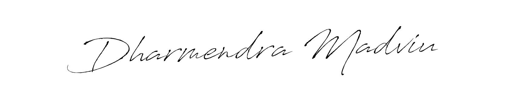 How to make Dharmendra Madviu name signature. Use Antro_Vectra style for creating short signs online. This is the latest handwritten sign. Dharmendra Madviu signature style 6 images and pictures png