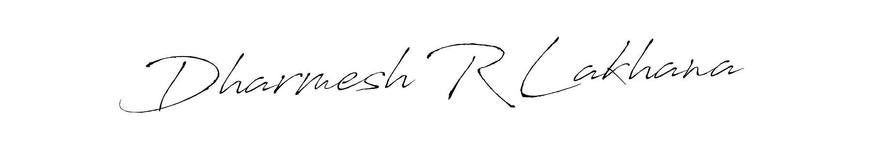 How to make Dharmesh R Lakhana name signature. Use Antro_Vectra style for creating short signs online. This is the latest handwritten sign. Dharmesh R Lakhana signature style 6 images and pictures png