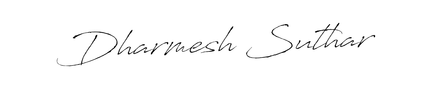 How to make Dharmesh Suthar name signature. Use Antro_Vectra style for creating short signs online. This is the latest handwritten sign. Dharmesh Suthar signature style 6 images and pictures png